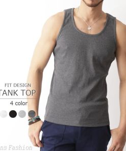 タンクトップ メンズ インナー ノースリーブ 肌着 テレコ ホワイト ブラック グレー タイトフィット トップス 重ね着 爆買