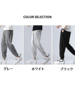 ズボン メンズ 夏 大きいサイズ 冷感 ひんやり プリーツ素材 無地 ウエストゴム イージーパンツ