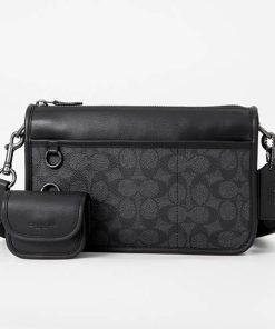 COACH コーチ ショルダーバッグ シグネチャー ヘリテージ コンバーチブル クロスボディ ブラック系 CW373 QBMI5