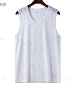 タンク メンズ インナー メッシュ ノースリーブ 冷感素材 クルーネック 肌着 下着 サマーウエア 蒸れない 無地 涼しい スポーツ 夏