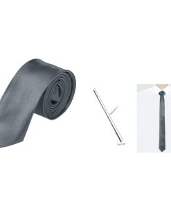 Allegra K ネクタイ セルフタイ クラシック 無地 スキニー ウェディング パーティー ワークメンズ グレー M