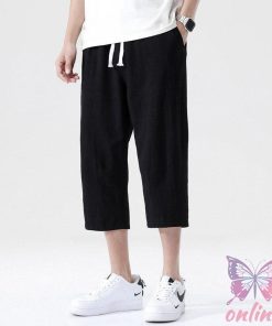 2点ご購入で500円OFF！クロップドパンツ 夏新品 サルエルパンツ メンズ 7分丈パンツ ゆったり カジュアルパンツ 綿麻パンツ 薄手 七分丈 シンプル 無地