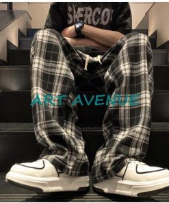 メンズ ワイドパンツ ペアルック チェック柄 ストレッチ パンツ男女兼用 体型カバーゆったり 通学通勤 20代 30代 秋新作